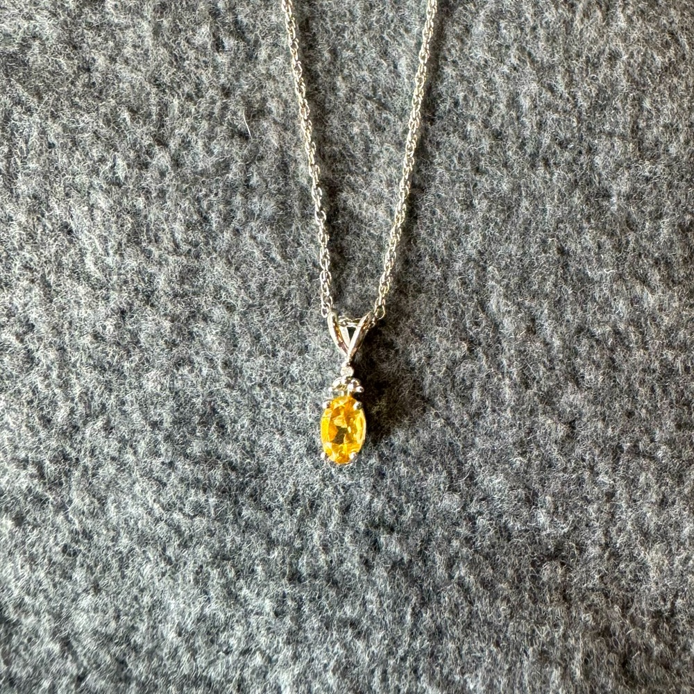 Dainty Topaz and diamond Sterling Silver necklace